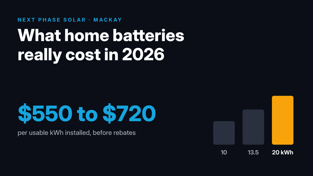 Chart showing home battery cost of 550 to 720 dollars per usable kilowatt hour