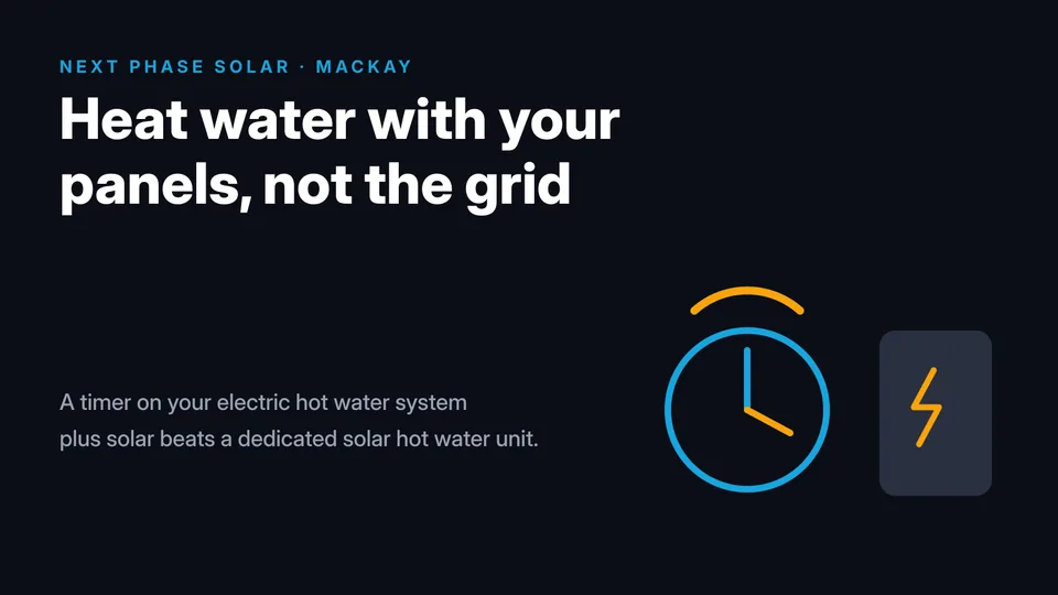 Clock and hot water tank graphic for running hot water on a solar timer